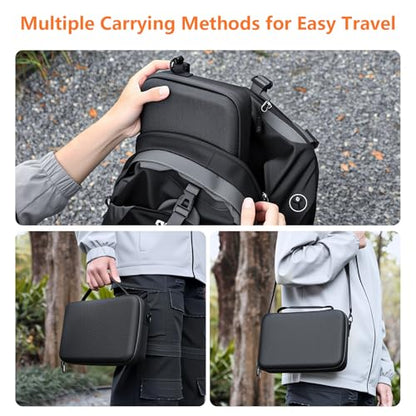 AMAZEAR Carrying Case for DJI Osmo Action 6 Accessories, Compact Hard Shell Carry Bag with Shoulder Strap, Portable Camera Case for Travel, Organization, Storage, Protection, Black