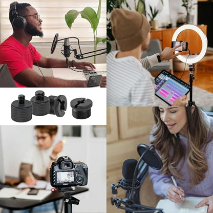 12 Pieces Mic Stand Adapter, Mic Thread Screw Adapter 5/8 Female to 3/8 Male and 3/8 Female to 5/8 Male, 5/8 Female to 1/4 Male and 1/4 Female to 5/8 Male with Rubber Pad for Microphone Stand