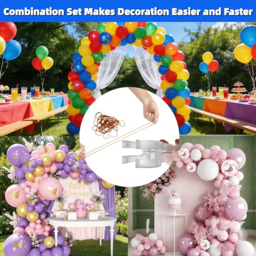 10 Pack Transparent Balloon Arch Clips, 3.5" Backdrop Spring Clamps with 200 Stretchy Rubber Bands for DIY Birthday Wedding Balloon Arch Party Decorations, Photo Studio & Craft Supplies