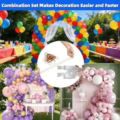 10 Pack Transparent Balloon Arch Clips, 3.5" Backdrop Spring Clamps with 200 Stretchy Rubber Bands for DIY Birthday Wedding Balloon Arch Party Decorations, Photo Studio & Craft Supplies