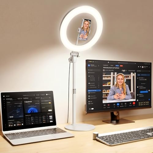 Desk Ring Light with Stand for Computer, Zoom Lighting for Computer, 30 Light Modes for Video Conference, Video Calls, Home Office, Desk Lighting for Video Recording, Podcast, Webcam, Stream