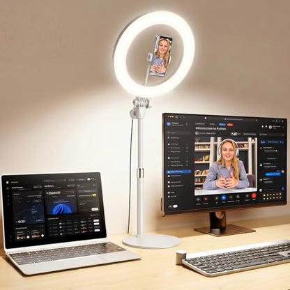 Desk Ring Light with Stand for Computer, Zoom Lighting for Computer, 30 Light Modes for Video Conference, Video Calls, Home Office, Desk Lighting for Video Recording, Podcast, Webcam, Stream