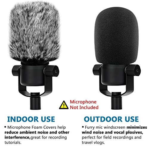 Windscreen Pop Filter Compatible with Rode Podmic, Procaster, Podcaster, NT1, NT1-A, NT2-A, NT-USB, K2, NT1000, NT2000,Mic Foam Cover +Furry Wind Muff Mic Cover Compatible with Rode Podmic,Combo 2Pack