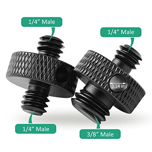 Camera Mount Screw 1/4" Male to 1/4" Male & 1/4" to 3/8" Tripod Screw Adapter with Hole 7 Pcs Set for Camera Tripod Mount Light Stand DSLR Equipped with Hex-L Key (Black)