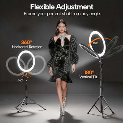 EMART 10" Ring Light with 55" Extendable Tripod Stands and Phone Holder, Dimmable LED Circle Round Light for Selfie Camera Photography/Makeup/YouTube Video/Vlogging/Live Streaming - size: 10 inches