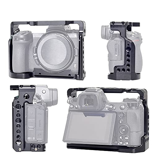 Z5 Z6 Z7 Cage, Hersmay Camera Cage with Top Handle for Nikon Z5/ Z6/ Z7/ Z6II/ Z7II Mirrorless Camera with Cold Shoe,ARRI Handle Locating Holes,Multiple 1/4" 3/8" Screw Holes - size: For Nikon Z5/ Z6/ Z7/ Z6II/ Z7II