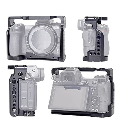 Z5 Z6 Z7 Cage, Hersmay Camera Cage with Top Handle for Nikon Z5/ Z6/ Z7/ Z6II/ Z7II Mirrorless Camera with Cold Shoe,ARRI Handle Locating Holes,Multiple 1/4" 3/8" Screw Holes - size: For Nikon Z5/ Z6/ Z7/ Z6II/ Z7II