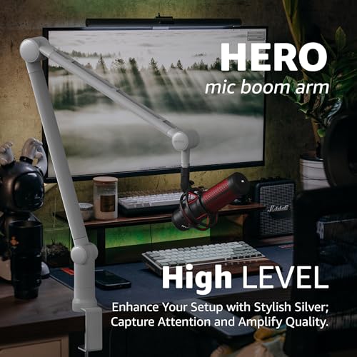 IXTECH Boom Arm - Adjustable 360° Rotatable Microphone Sturdy Stainless Steel Mic Desk, Table Stand Foldable Scissor Stable Mount Arms for Radio Studio, Podcast, Gaming (MATTE SILVER) - color: Matte Silver