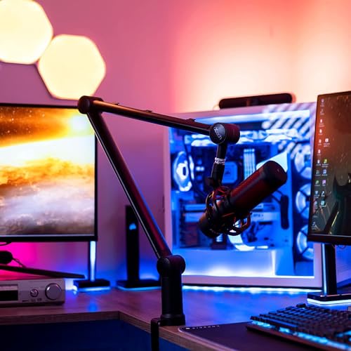 IXTECH Boom Arm - Adjustable 360° Rotatable Microphone Sturdy Stainless Steel Mic Desk, Table Stand Foldable Scissor Stable Mount Arms for Radio Studio, Podcast, Gaming - color: HERO