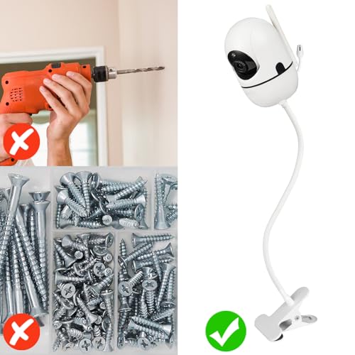 Flexible Baby Monitor Mount Compatible with HelloBaby HB6550/HB6560/HB6240/HB6148/HB6339/HB66/HB65/HB40, ANMEATE 549/SM935E, 15.75" Gooseneck Arm Baby Camera Mount Without Tools or Wall Damage