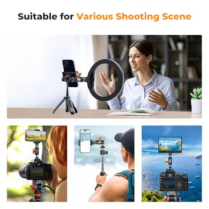 K&F CONCEPT Magic Arm, Multi-Function Double Ball Head with Cold Shoe Mount 1/4" Screw for Super Clamp, Monitor, LED Light