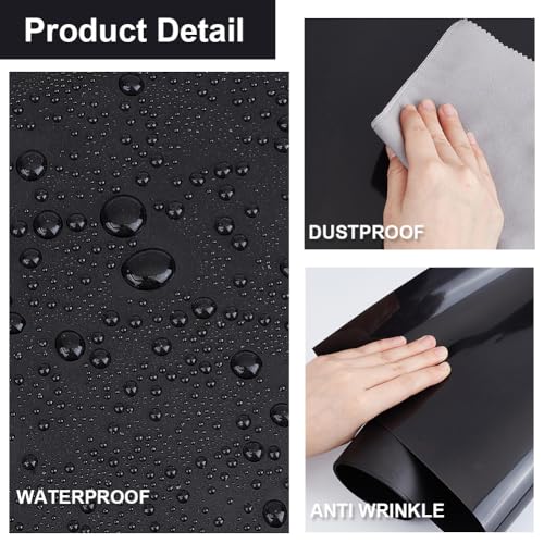 CREATCABIN PVC Photography Backdrop Black Matte Glossy Background Tabletop Backdrops Display Board Seamless Waterproof for Food Jewelry Cosmetics Small Product Props Video Photo Studio 35.4x15.7 Inch - style: Black