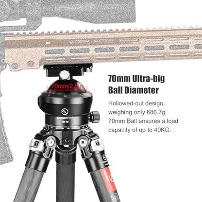 70mm Low Profile Tripod Ball Head,Ballhead for Hunting,Load 88.2lb(40KG), 2523