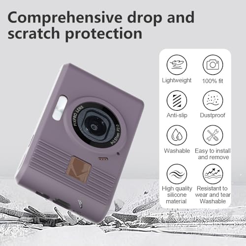 Case for Kodak PIXPRO C1 accessories,Soft Silicone Protective Case,Comes with 2 Screen Protectors and 1 Wrist Strap - Rose grey - color: Rose grey