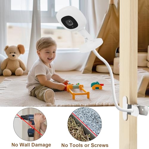 15.7in Flexible Baby Monitor Mount Compatible with Nanit Pro Smart Baby Monitor & Flex Stand, Also for Cameras with 1/4 Screw Mount 360° Adjustable Long Gooseneck Arm for Crib, Dresser, Shelf - size: 15.7 inch