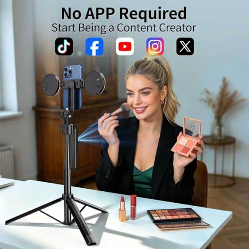 yAyusi 70.9" Auto Face Tracking Selfie Stick Tripod for iPhone with Light, No App, 360° Rotation Tripod that Follows Your Movement with Remote Control for Vlog/Live Stream/Video Recording