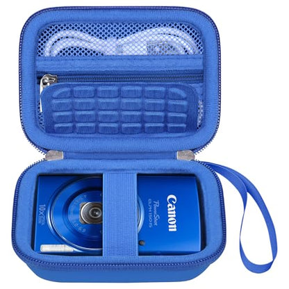Elonbo Carrying Case for Canon PowerShot ELPH 360 HS A/ 360 HS/ 360/ IXY 650 Digital Camera, Canon PowerShot ELPH 330/190/160/115/130/110 Camera Hard Travel Bag, Mesh Pocket fits Battery Cable, Blue - color: Blue