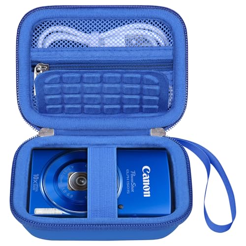 Elonbo Carrying Case for Canon PowerShot ELPH 360 HS A/ 360 HS/ 360/ IXY 650 Digital Camera, Canon PowerShot ELPH 330/190/160/115/130/110 Camera Hard Travel Bag, Mesh Pocket fits Battery Cable, Blue - color: Blue