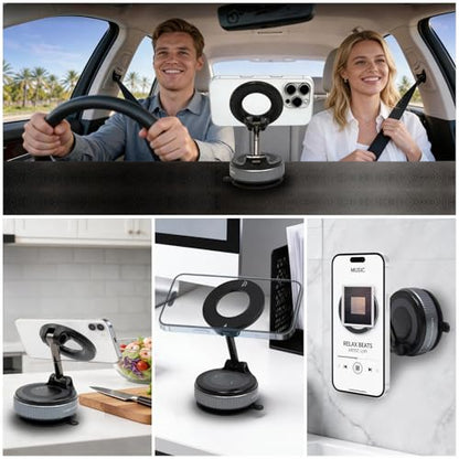 Magnetic Car Phone Mount for Magsafe 88LBS Ultra Suction Cell Phone Holder for Car Dashboard 360° Adjustable Vacuum Car Phone Holders for Your Car Compatible with iPhone 17-12 Pro Max