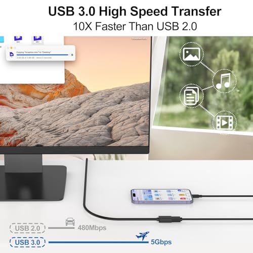 Vanjua 2 Pack USB Extension Cable-3.3FT, USB 3.0 Extension Cable, Male to Female Cord High Data Transfer Compatible with Webcam,USBKeyboard,Flash Drive,Hard Drive,Printer,Camera and More
