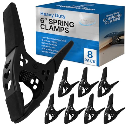 Lot of 8-6" inch Spring Clamp Large Super Heavy Duty Spring Metal All Black - 2.5 inch Jaw opening - size: Lot of 8