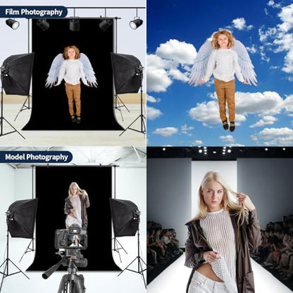 Black Backdrop Virtual Black Background Sheet Fabric Wrinkle Resistance Photo Background for Photo Studio Shooting Props 5x7FT - color: Black, size: 5x7FT