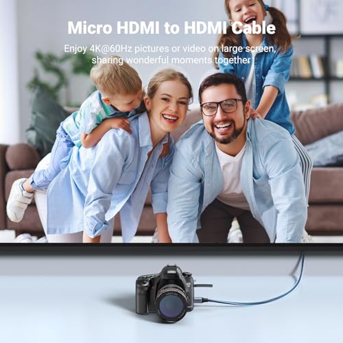 UGREEN 4K Micro HDMI to HDMI Cable 6.6FT, Aluminum Shell Braided 18Gbps 4K 60Hz HDR 3D ARC Compatible with GoPro Hero 7 6 5 Raspberry Pi 5 Portable Monitor Camera Nikon Yoga 3 Pro - size: 6.6FT
