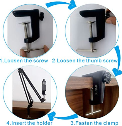 Desk lamp Clamp: 2PACK 1/2 Enlarge Hole Replacement C Clamp for Desk Light,Magnifying Glass with Light,Table Mic Stand,Mic Arm Desk Mount,Swing Arm Phone Holder,for Home Office Work Task (BLACK) - color: Black
