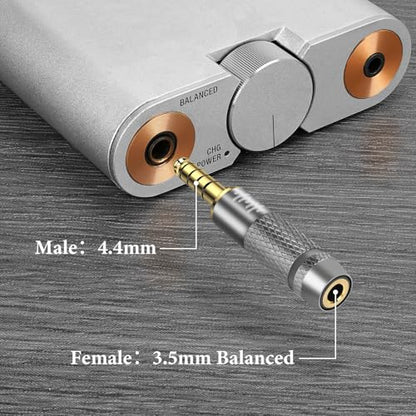 GEEKRIA 4.4mm Male to 3.5mm Female Balanced Headphones Adapter, Compatible with 3.5mm 4-Pole Balanced Cables and 4.4mm Balanced Audio Devices, Aluminum Alloy, Gold Plated - size: 5 centimeters