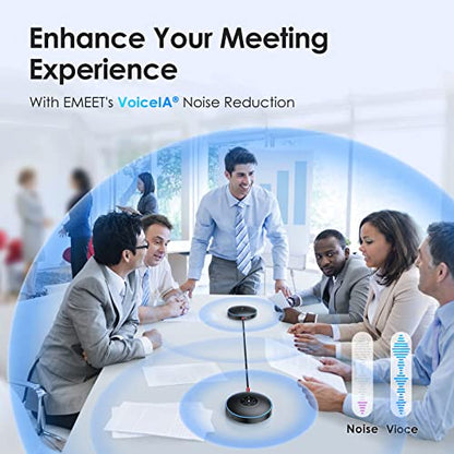 EMEET Bluetooth Speakerphone - Daisy Chain/Use Alone up to 16 attendees, M220 Professional Wireless Speakerphone 360°Voice Pick-up 8 AI Noise Cancellation Mics Skype Speakerphone for Conference Calls - style: M220-16 People