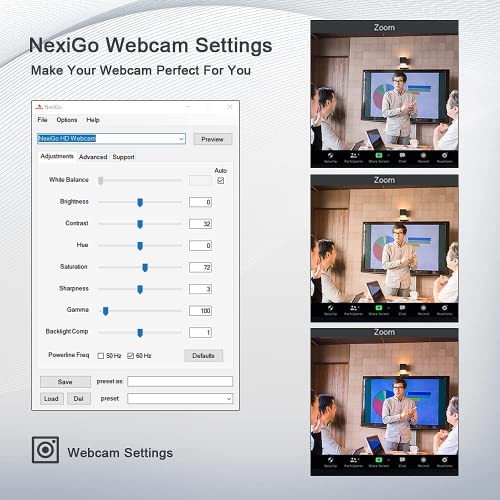 NexiGo N980P 1080P 60FPS Webcam with Microphone and Software Control, USB Computer Camera, Built-in Dual Noise Reduction Mics, 120° Wide-Angle for Zoom/Skype/FaceTime/Teams, PC Mac Laptop Desktop - style: Webcam 60FPS