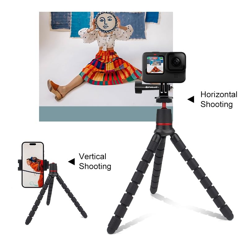 PULUZ Portable Phone Tripod with Wireless Remote and Clip, Flexible Cell Phone Tripod Stand for Video Recording/Vlogging/Selfie
