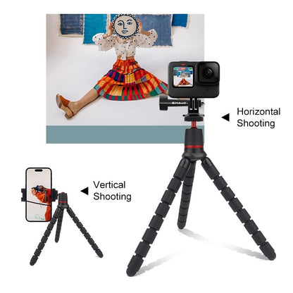 PULUZ Portable Phone Tripod with Wireless Remote and Clip, Flexible Cell Phone Tripod Stand for Video Recording/Vlogging/Selfie
