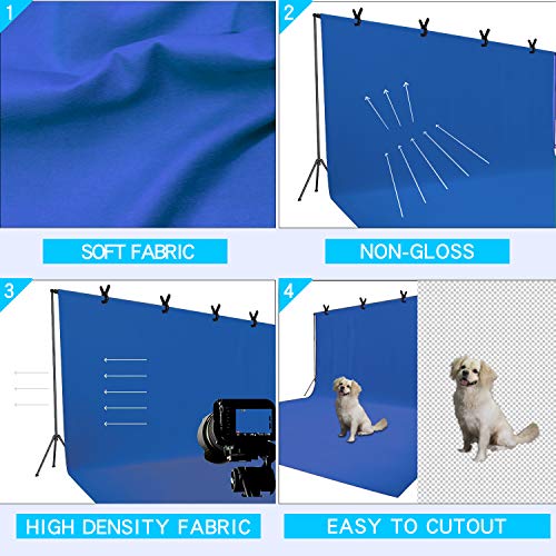 ISSUNTEX 9X15 ft Background Polester Backdrop, Photo Studio, Collapsible High Density Screen for Video Photography and Television-Blue - color: Blue