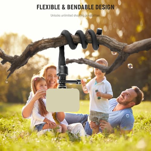 NEEWER Flexible Phone Holder with Magnetic Quick Release Camera Mount Compatible with Insta360 DJI Action 4 iPhone, Bendable Selfie Stick for Shopping Cart/Stroller/Treadmill/Gym, GP-17 - style: GP-17