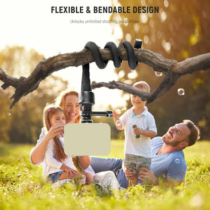 NEEWER Flexible Phone Holder with Magnetic Quick Release Camera Mount Compatible with Insta360 DJI Action 4 iPhone, Bendable Selfie Stick for Shopping Cart/Stroller/Treadmill/Gym, GP-17 - style: GP-17