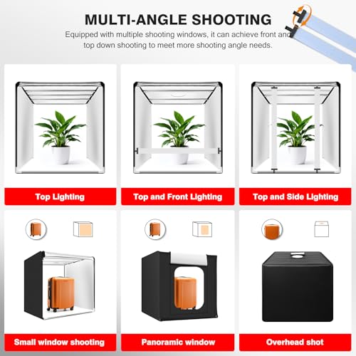 Photo Light Box, 39 inch Photography Light Box with 210 LEDs Lights & 4 Color Backgrounds Professional Dimmable Shooting Tent Kit for Large Product Photography - size: 39*39 inch