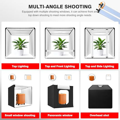 Photo Light Box, 39 inch Photography Light Box with 210 LEDs Lights & 4 Color Backgrounds Professional Dimmable Shooting Tent Kit for Large Product Photography - size: 39*39 inch