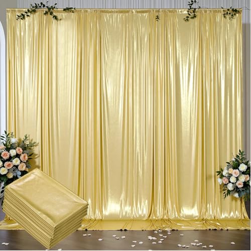 Outpain Thick 40 ft x 10 ft Gold Sequin Backdrop Curtain for Parties, Wrinkle Free Glitter Photo Backdrop Drapes 8 Panels 5x10ft Gold Back Drop Cloth for Wedding Christmas Photography Background - color: Gold, size: 5'(W) x 10'(H), 8 panels