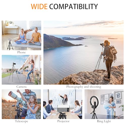 71″ Camera Tripod Aluminum Tall Tripod Stand Compatible with Canon Nikon with Wireless Remote Phone Holder and Bag Max Load 6.6 LB