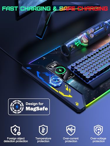 TopMade Wireless Charging Mouse Pad, RGB Gaming Mousepad, 35.4" x 15.8" Extra Large Waterproof Keyboard Desk Pad, Computer Desk Mat, Cosmic Planet (Includes 20W PD Power Adapter & 6.56ft Woven Cable) - color: RGB-Cosmic Planet-35.4"x15.8"-with Adapter