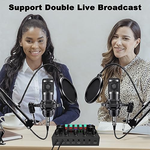 sktome Podcast Equipment Bundle for 2, V8s Voice Changer with BM-800 Podcast Microphone Bundle - Studio Condenser Microphone Perfect for Podcasting, Recording, Singing, Streaming and Gaming
