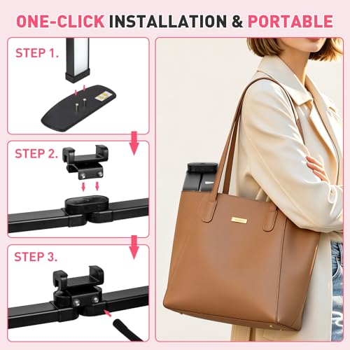 HITTI LED Half Moon Nail Desk Lamp, 30" Foldable Arch Light with 5X Magnifier & Phone Holder for Manicure, Handicraft, Art, Eyelash Extensions - Adjustable Brightness, 3 Color Modes, Home & Salon - color: Black