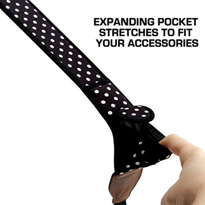 USA Gear TrueSHOT Camera Strap Neoprene Camera Straps - Padded Neck Strap, Pockets, and Quick Release Buckles - Compatible with Canon, Nikon, Sony and More DSLR and Mirrorless Cameras (Polka Dot) - color: Polka Dot