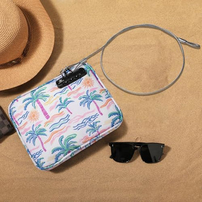 KOSMCCO Beach Locking Bag, Portable Safe, 9x7.5 Inch, Beach Day | Anti-Theft Design, Security Cable Included, Holds Phone Wallet and Keys, Ideal for Beach Pool Cruise and Travel - color: Beach Day