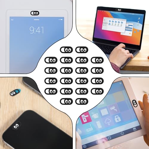 20 Pcs Webcam Cover Slide, Ultra Thin Laptop Camera Cover Universal Web CameraCover Webcam Cameras Blocker Slider for Laptop Computer Smartphone Tablet Privacy Security