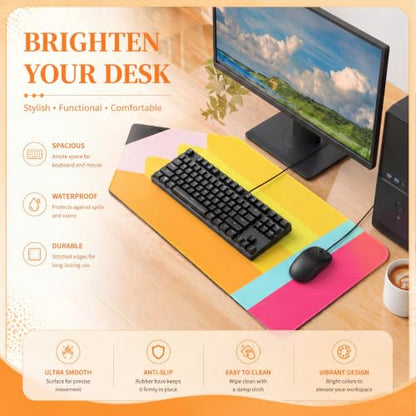 Chumia Pencil Teacher Desk Mat 32 x 16 Inches Lagre Keyboard Mouse Pad Back to School Desk Accessories Gift Teacher Appreciation Gift for Women Pencil Theme Classroom Office Table Decor