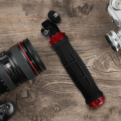 FRCOLOR Video Camera Handle Grip Stabilizer with 1/4" Screw Mount and LED Light for DSLR and Phone, Multifunctional Handheld Gimbal for Travel and Professional Filming, Black