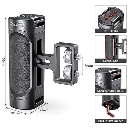 SMALLRIG Mini Side Handle Handgrip with Dual 1/4"-20 Screw Mount for Mirrorless Digital Camera DSLR Camera Small Camera Cage Built-in Wrench, Up and Down Adjustable - 2916 - style: 1/4"-20 Screws