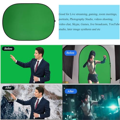3.3x5ft/1x1.5m Chromakey Backdrop, 2-in-1 Green Screen and Blue Screen, Collapsible Pop Up Reversible Background for Photography Studio, Live Streaming, Video Shooting, YouTube (Green/Blue) - color: Green/Blue, size: 3.3x5ft